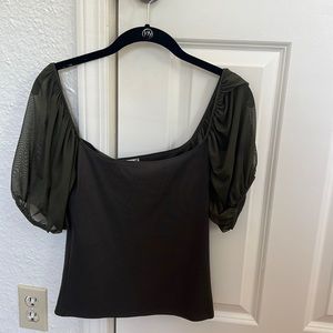 NWOT Free People Puff Sleeve Cami Olive